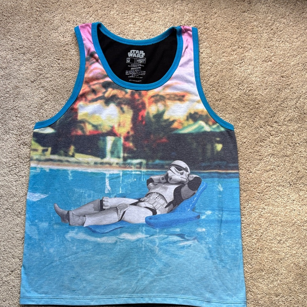 Rare Star Wars Stormtrooper Relaxing Tank Top - Blue sz M